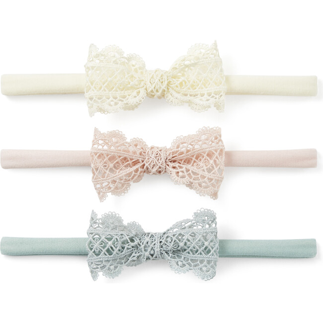 Headband Lacey Bows, Multicolors (Pack Of 3)