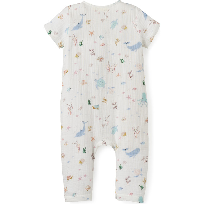 Ocean Adventure Muslin Short Sleeve Jumpsuit White, Blue - Jumpsuits - 3