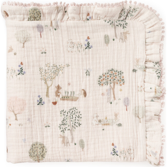 Garden Picnic Organic Muslin Blanket 20X20, Pink
