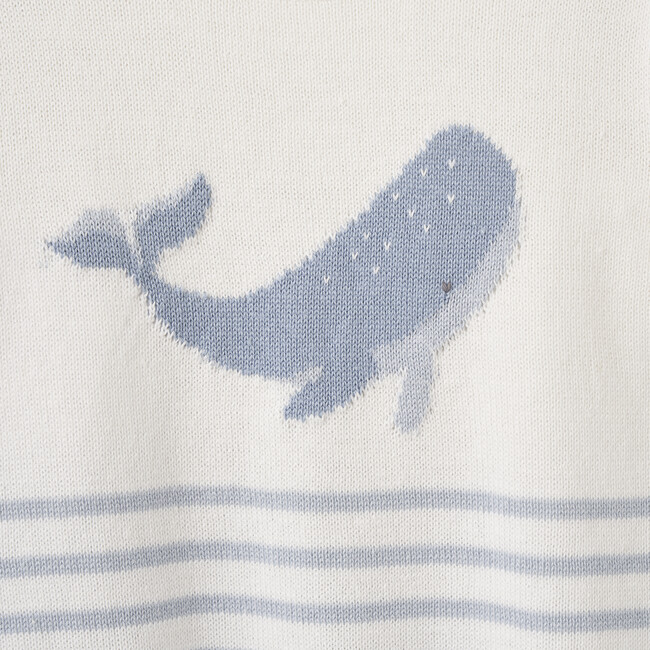 Ocean Adventure Whale Striped Shortall Knit, Blue
