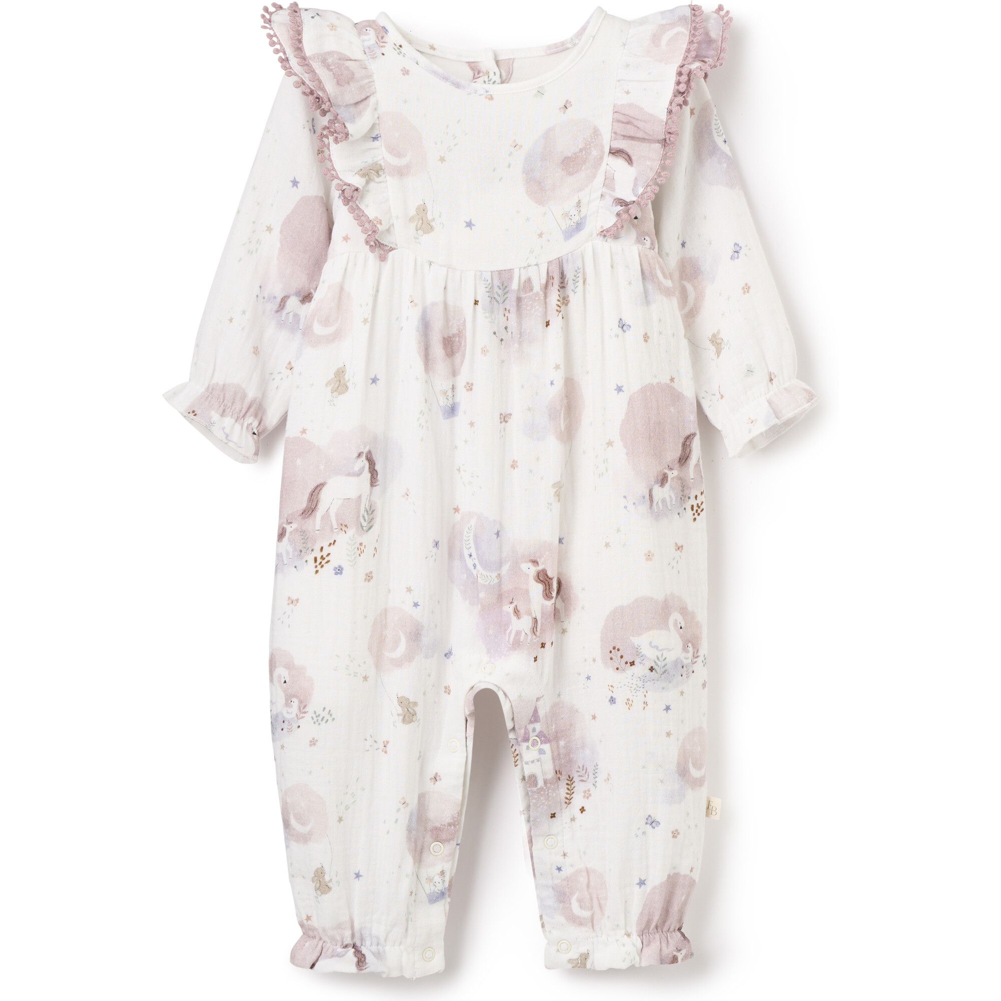 Fairytale Wonderland Organic Muslin Jumpsuit, Pink - Jumpsuits - 1