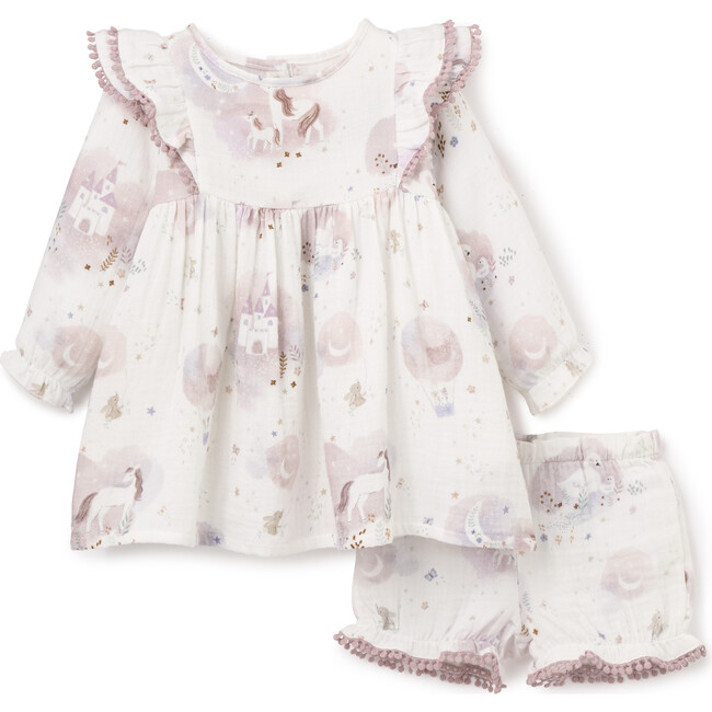 Fairytale Wonderland Organic Muslin Dress & Bloomer Set, Pink