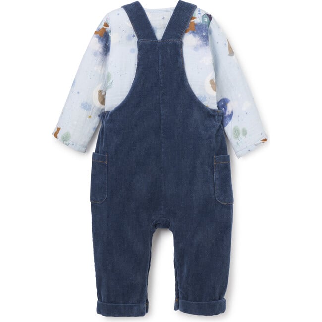 Magical Adventure Organic Muslin Top & Corduroy Overalls, Blue - Overalls - 3