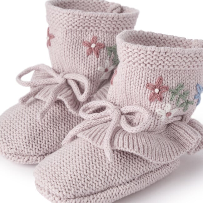 Fairytale Wonderland Embroidered Booties 0-12M, Violet & Pink - Booties - 2