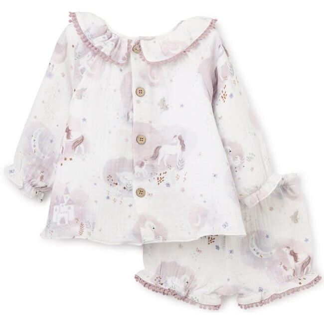 Fairytale Wonderland Organic Muslin Top & Bloomer Set, Pink - Bloomers - 3