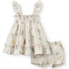 Seaside Safari Organic Muslin Smocked Sundress & Bloomer Set, Tan - Bloomers - 1 - thumbnail