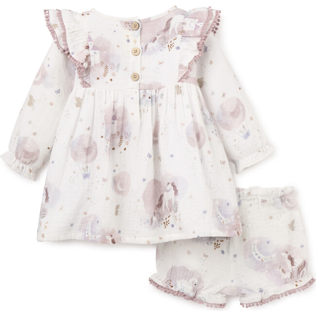 Fairytale Wonderland Organic Muslin Dress & Bloomer Set, Pink - Dresses - 3