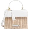 Women's Hand-Woven Wicker Mini Luncher, White & Natural - Lunchbags - 1 - thumbnail