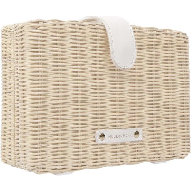 Women's Hand-Woven Wicker Snacker, White & Natural - Lunchbags - 2