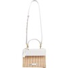 Women's Hand-Woven Wicker Mini Luncher, White & Natural - Lunchbags - 3