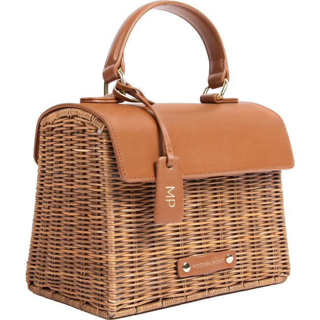 Women's Hand-Woven Wicker Mini Luncher, Brown - Lunchbags - 2