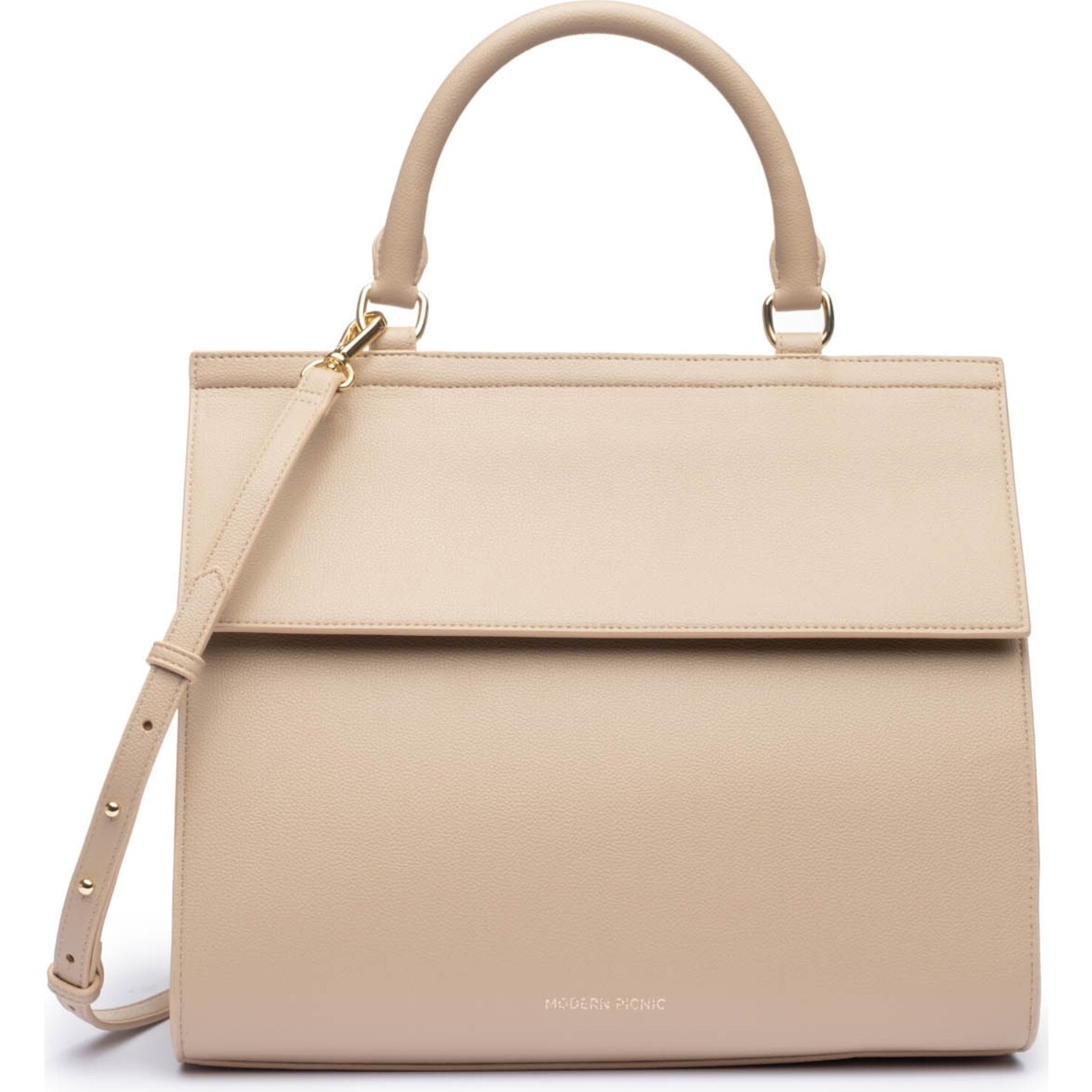 Women's Vegan Leather Large Lunchbox, Cream - Lunchbags - 1