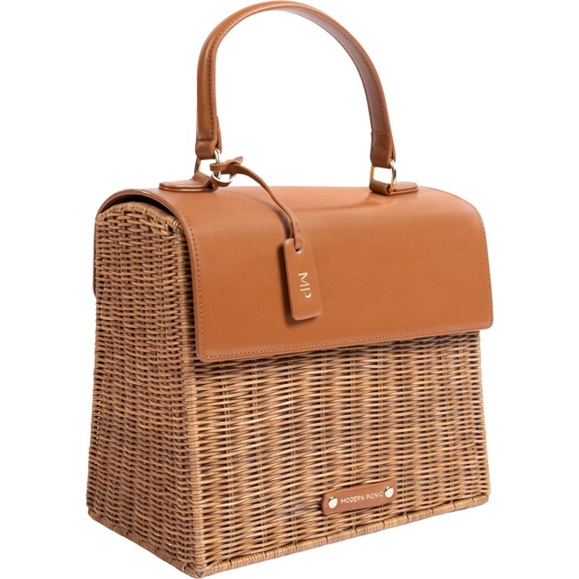 Women's Hand-Woven Wicker Luncher, Brown - Lunchbags - 2