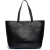 Women's Faux Croc Tote With Removable Pouch, Black - Lunchbags - 1 - thumbnail