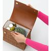 Women's Hand-Woven Wicker Luncher, Brown - Lunchbags - 4
