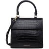 Women's Faux Croc Flap Open Luncher, Black - Lunchbags - 1 - thumbnail