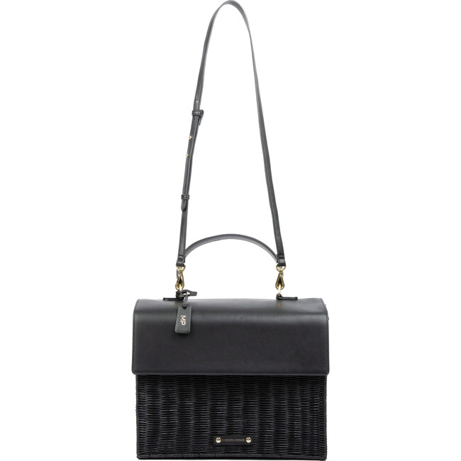 Women's Hand-Woven Wicker Large Lunchbox, Black - Lunchbags - 3