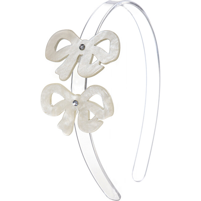 Bows Fancy Double Pearlized White Headband