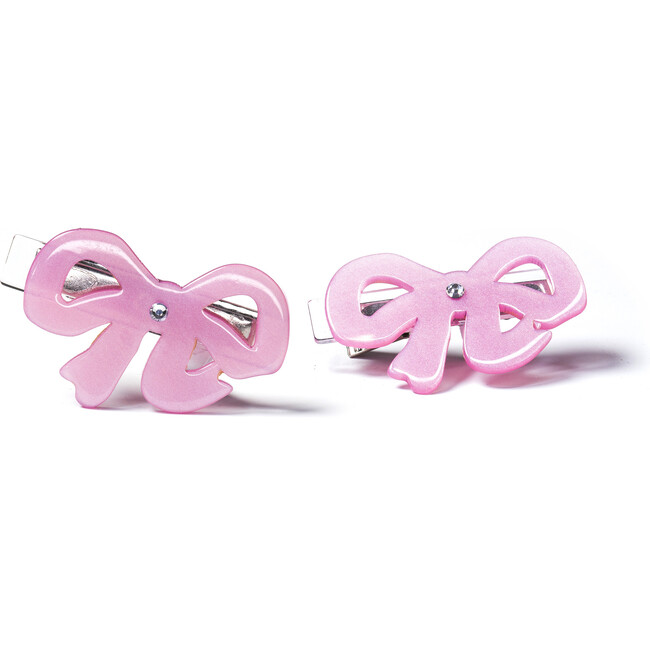 Bows Fancy Double Satin Pink Hair Clips