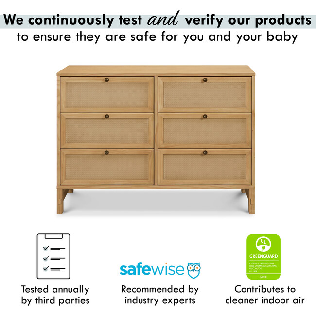 Margot 6-Drawer Dresser, Honey - Dressers - 5