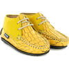 Ankle Moccasin Boots, Yellow Printed Leather - Boots - 2