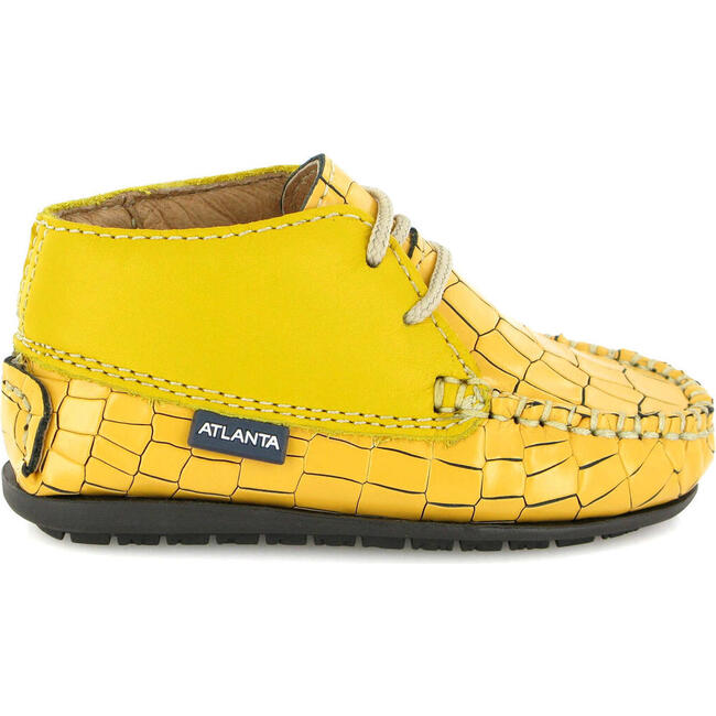 Ankle Moccasin Boots, Yellow Printed Leather - Boots - 5