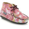 Ankle Moccasin Boots, Pink Printed Leather - Boots - 2