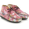 Ankle Moccasin Boots, Pink Printed Leather - Boots - 3