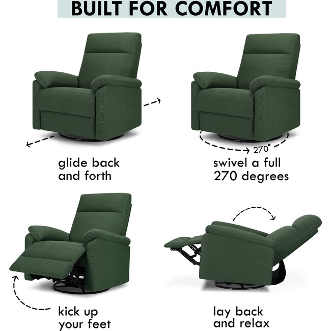 Suzy Recliner & Swivel Glider, Pine Green - Nursery Chairs - 4