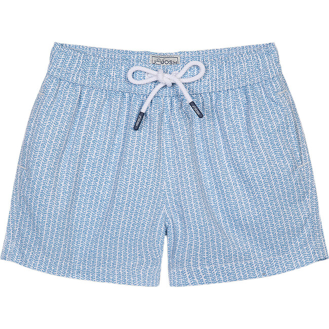 Men's Swim Trunks, Sky Blue Leaf