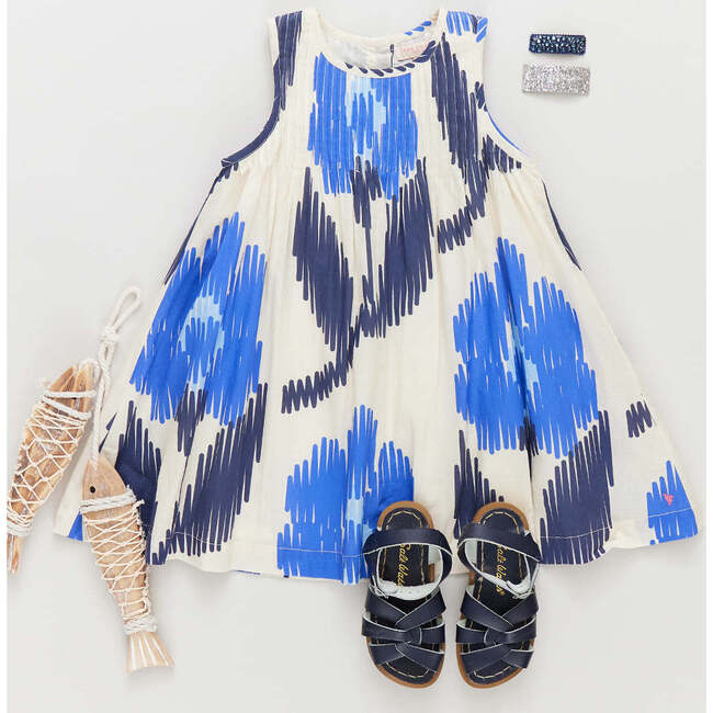 Girls Jaipur Dress, Blue Ikat - Dresses - 6
