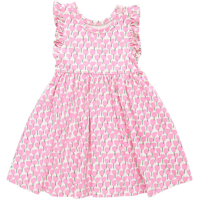 Baby Girls Organic Kelsey Dress, Pink Tulips