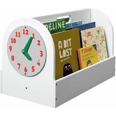 Kids Room Book Storage - Vintage Clock Design-WHITE   FSC100%