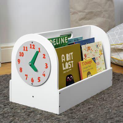 Kids Room Book Storage - Vintage Clock Design-WHITE   FSC100% - Bookcases - 2