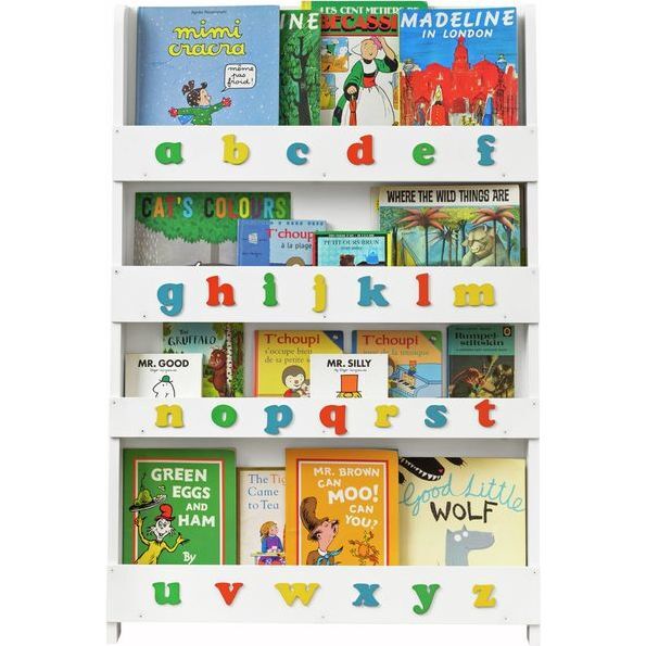 Alphabet Bookcase -White (With Letters -Lowercase Retro -Rainbow) FSC 100%
