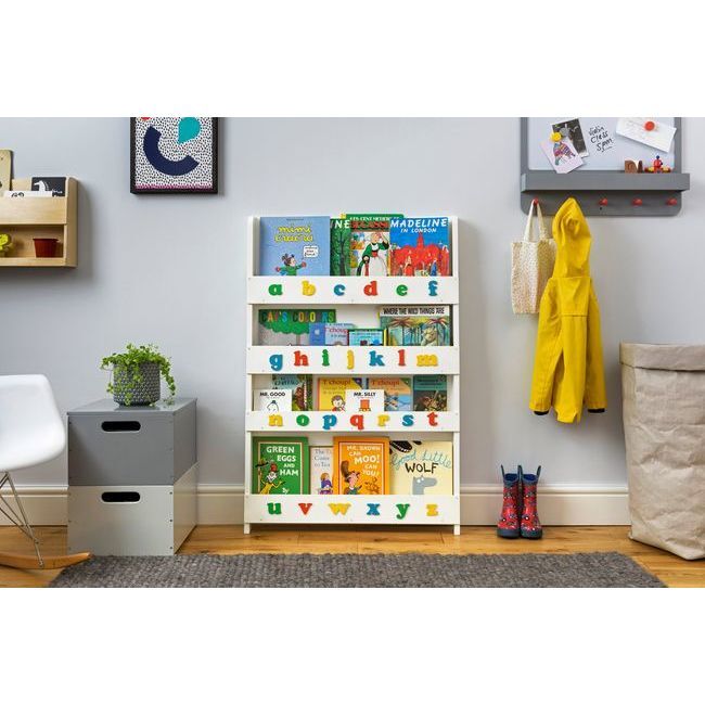 Alphabet Bookcase -White (With Letters -Lowercase Retro -Rainbow) FSC 100% - Bookcases - 3