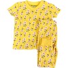 Kids Short Sleeve Pajamas, Yellow Flowers - Pajamas - 1 - thumbnail