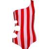 Nikita Striped One Shoulder Cut-Out Swimsuit, Red & Pink - One Pieces - 1 - thumbnail