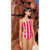 Nikita Striped One Shoulder Cut-Out Swimsuit, Red & Pink - One Pieces - 2