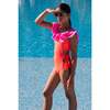 Milena Contrast Ruffle On & Off-Shoulder Cut-Out Swimsuit, Neon Pink & Red - One Pieces - 3