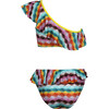 Camelia Knit Ruffle One-Shoulder & Waist Cut-Out Swimsuit, Multicolors - One Pieces - 3