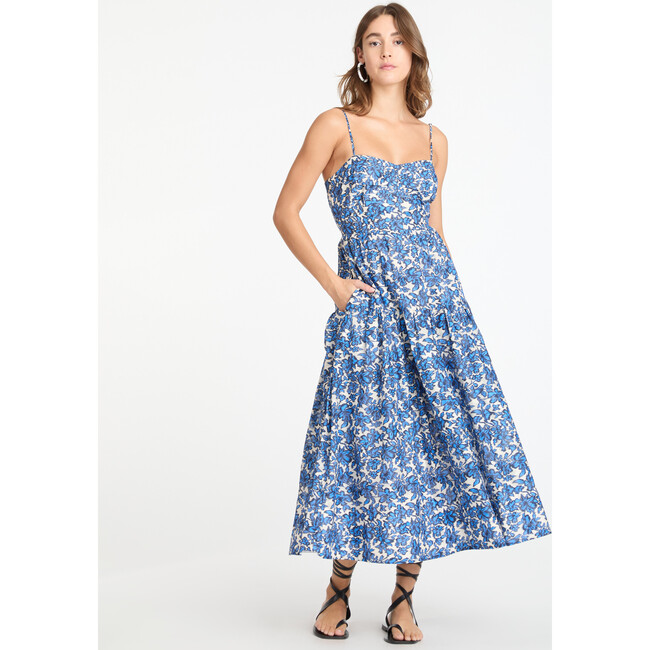 Women's Verona Dress, Maritime Blue/Off White Multi - Dresses - 3