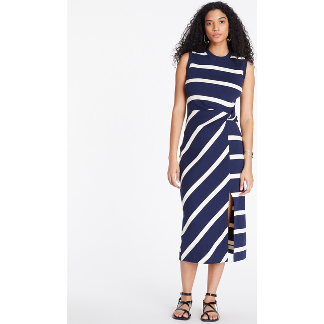 Women's Sleeveless Striped Cody Dress, Maritime Blue/Cream - Dresses - 3