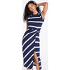 Women's Sleeveless Striped Cody Dress, Maritime Blue/Cream - Dresses - 4