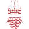 Red Fish Ruched Bikini Set - Two Pieces - 2