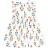Orange Floral Ruffle Neck Dress - Dresses - 2