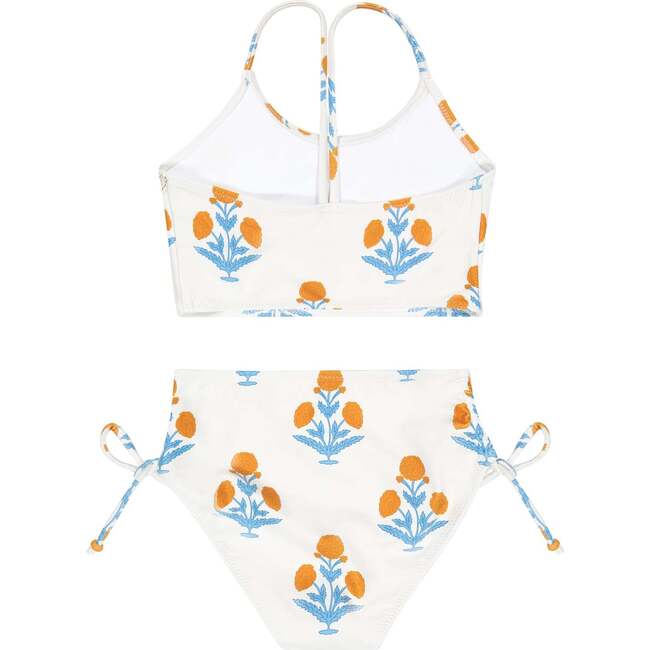 Orange Floral Ruched Bikini Set - Two Pieces - 2