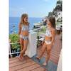 Orange Floral Ruched Bikini Set - Two Pieces - 3