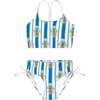 Blue Stripe Ruched Bikini Set - Two Pieces - 1 - thumbnail