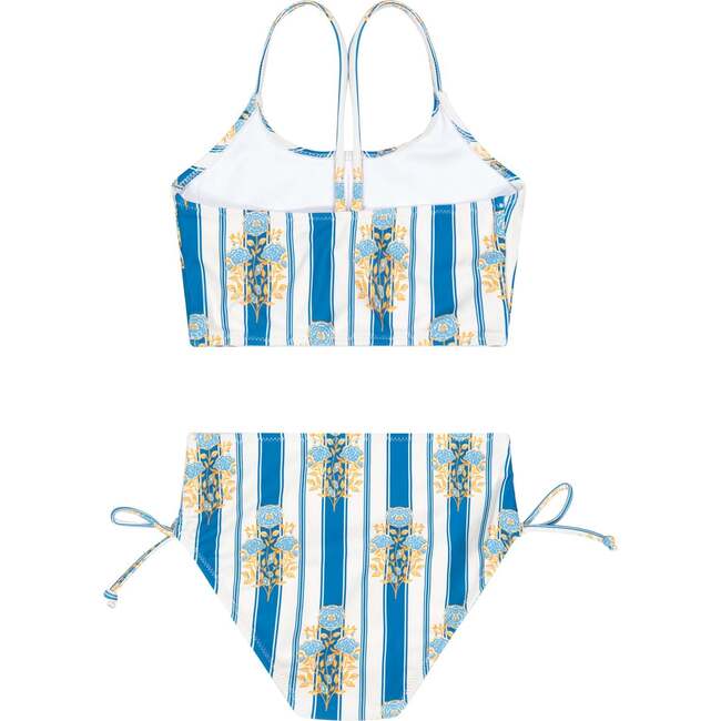 Blue Stripe Ruched Bikini Set - Two Pieces - 2